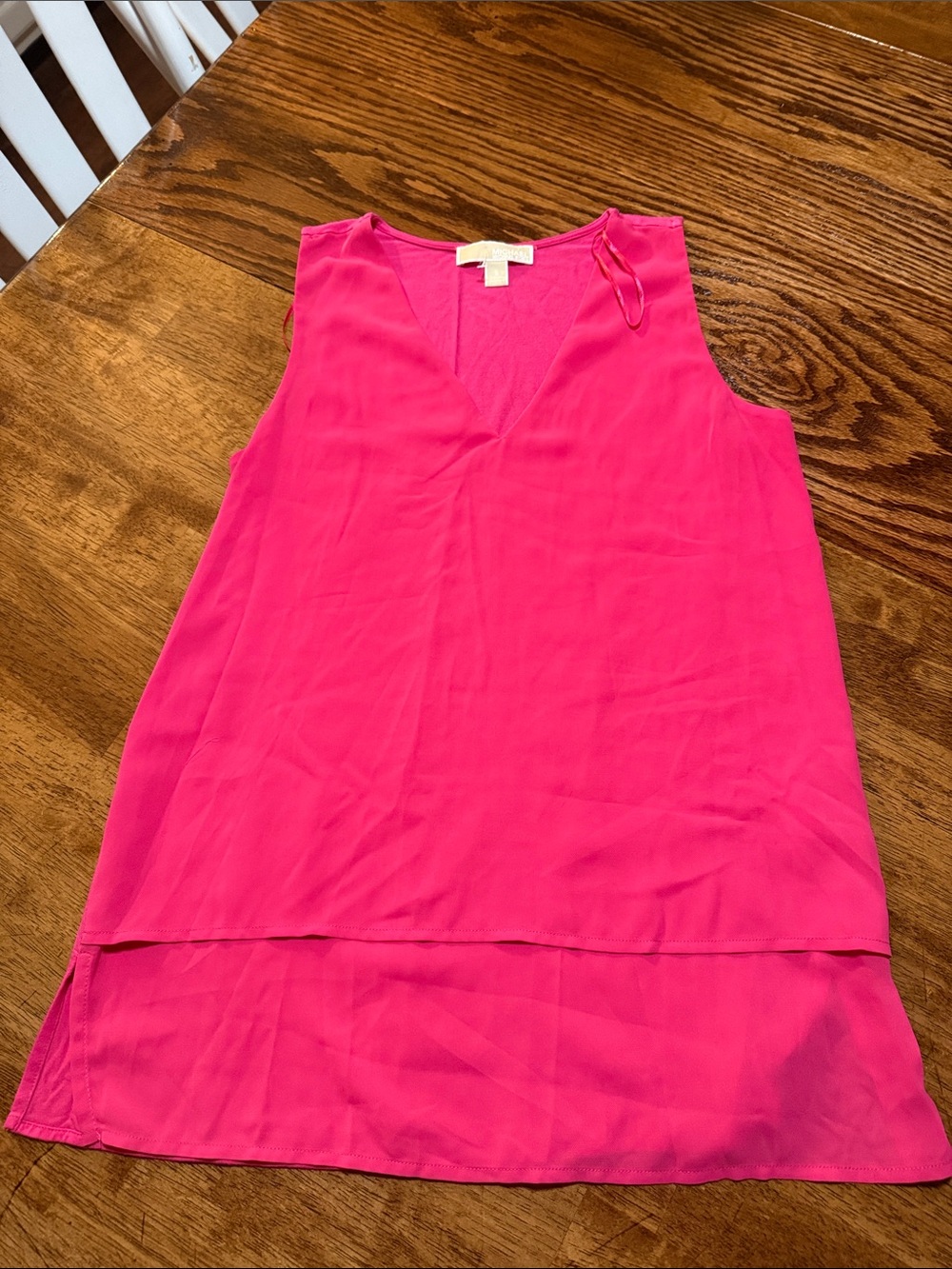 Michael Kors Bright Pink Sleeveless Layered V-Neck Top